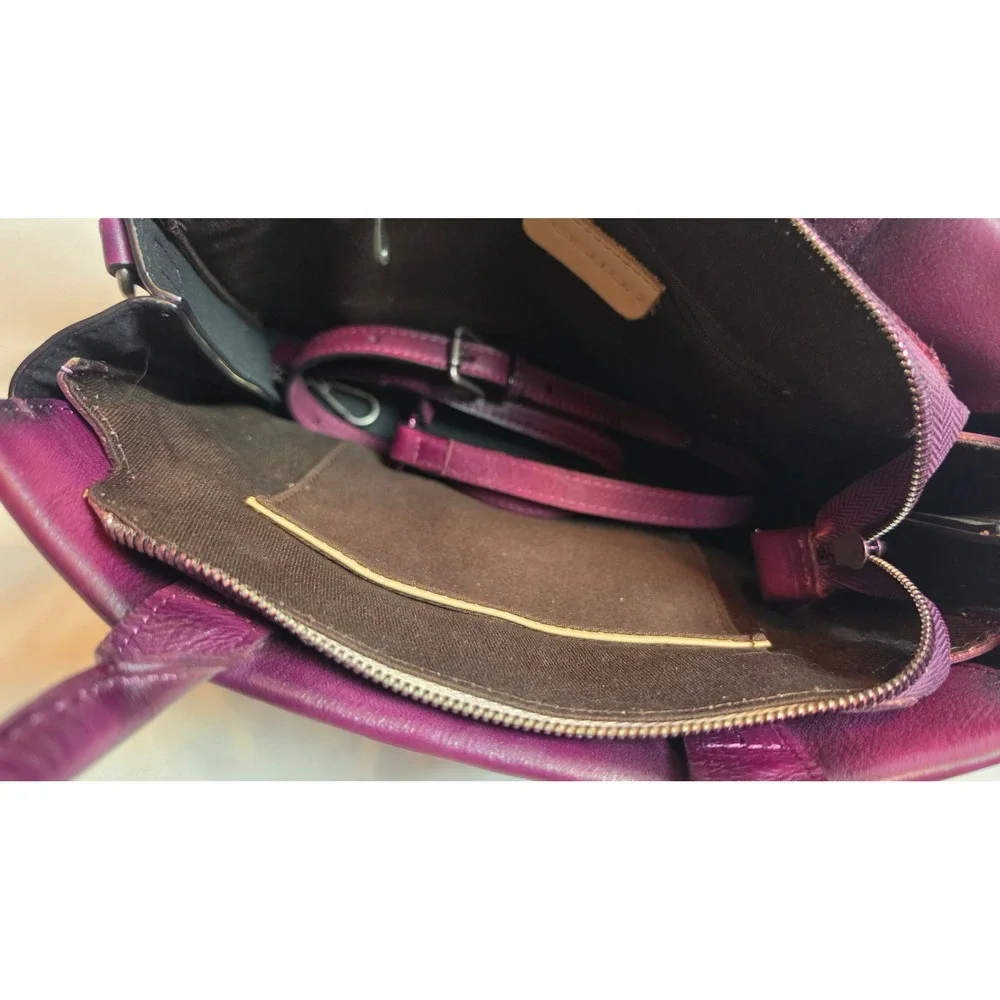 Feigitor Purple Leather Crossbody Bag Convertible Satchel Handbag Fall Style